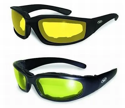 Foam Padded Motorcycle Sunglasses-TRANSITIONAL PHOTOCHROMIC LENS Yellow 2 Smoked • $29.98