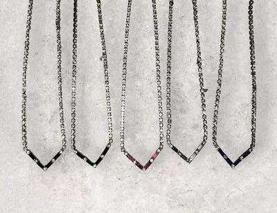 $17 • Buy Choice Australian Crystals V  Shape Necklace- Blue, Pink, Clear, Red, Green (1J)