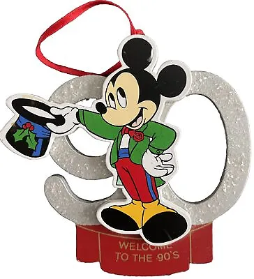 Disney Mickey Mouse Welcome To The 90's Wood Christmas Tree Ornament Kurt Adler • $14.99