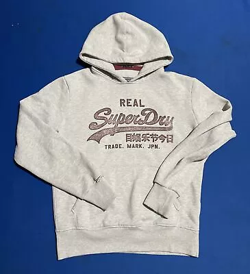 Superdry Hoodie Sweatshirt Logo Spellout Pockets Mens Japan Gray Size XL • $27.99