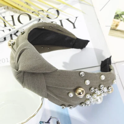 £5.39 • Buy Knotted Hair Hoop, Women's Pearl, Headband Fashion, Solid Color Hair Accessories