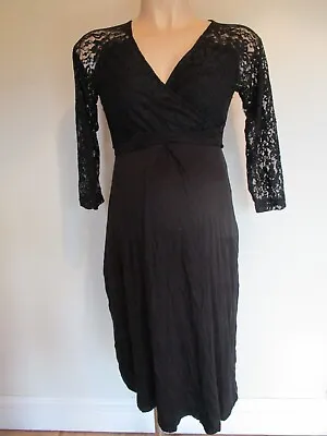 Mamalicious Maternity Nursing Black Lace Party Occasion Dress Size6 8 10 12 Wini • £14.88