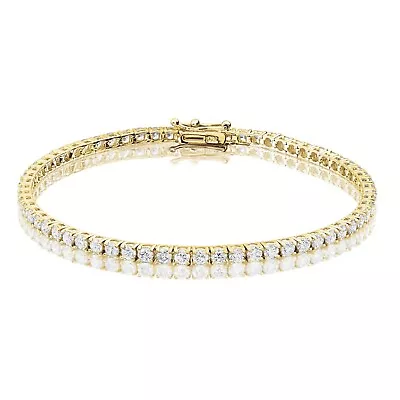 3.50ct TW Round-Cut Natural Diamond Tennis Bracelet 14K Yellow Gold 7  Women's • $1839