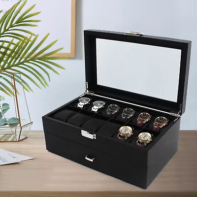 24 Slot Men Watch Display Case Large Jewelry Organizer Box Luxury Storage Holder • $46.55