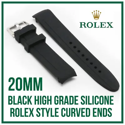 £14.95 • Buy • 20mm Curved End, Silicone Rubber Watch Strap, High Quality For Rolex Models •