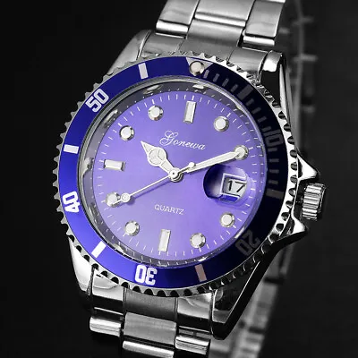 Men Fashion Military Stainless Steel Date Glass Sport Quartz Analog Wrist Watch • $6.29