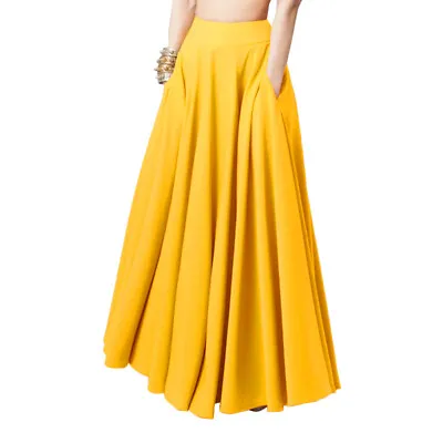 Women Elastic High Waist Flare A-Line Skirt Ladies Casual Loose Long Maxi  • £15.64