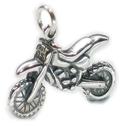 Dirt Bike Motocross Sterling Silver Charm .925 X 1 Dirtbike Motorbike • $20.52