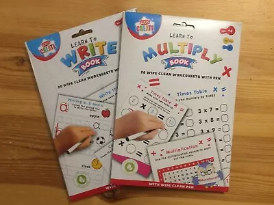 Times Table Multiply Wipeclean +Learn To Write Wipeclean Book With Pen • £4