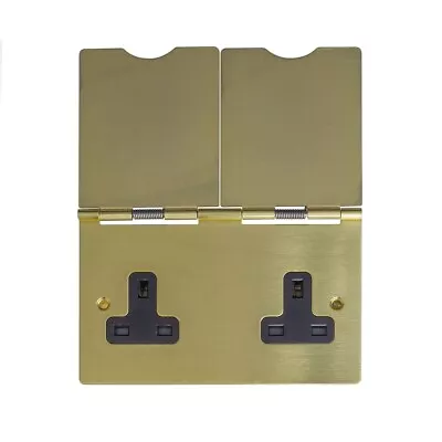 £24.90 • Buy Soho Lighting Brushed Brass 13A 2 Gang Floor Socket Blk Ins