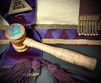 Wooden Masonic Gavel W/ Hand-made  Square & Compasses 8 1/2 Inches * Freemasonry • $57.49