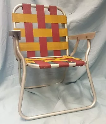 Vintage Child Size Aluminum Webbed Folding Lawn Chair. • $31.96