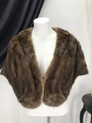 Mink American Real Fur Brown CAPE Coat Jacket One Size Women 46331 • $49