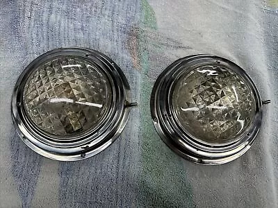 2 Ceiling MOUNT DOME LIGHTS VINTAGE CAMPER Canned Ham TRAILER TRUCK LIGHTS Glass • $69