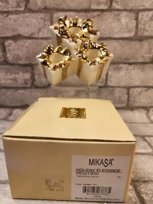 Mikasa Fine China Triple  Gold Holiday Elegance  Candle Holder New Open Box • $14.99