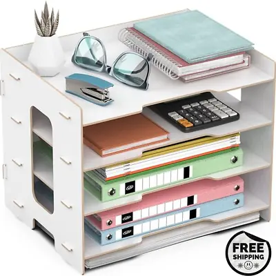 JOPOO Office File Tray A4 Desk Tidy Organiser 4 Tier Document/Paper/Letter • £13.29