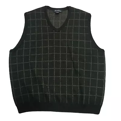 Brooks Brothers Sweater Vest Mens XL Pullover Merino Wool Green Grunge Dad Golf • $28.99