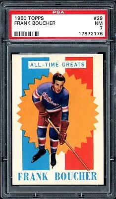 1960-61 TOPPS NHL HOCKEY NHL #29 Frank Boucher All Time Greats PSA 7 NM  Card • $110.49