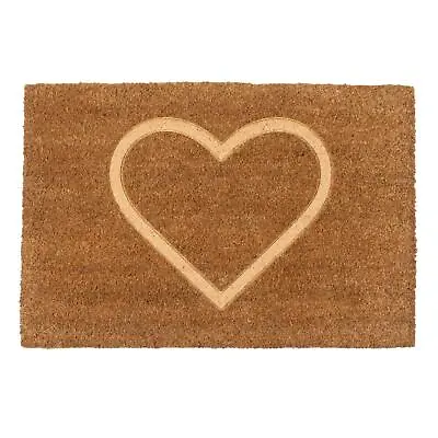 Coir Door Mat Natural Indoor Outdoor Welcome Mats 60 X 40cm Embossed Heart • £10