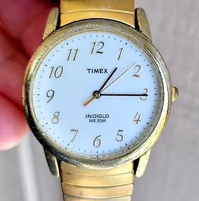 Timex Men's Indiglo Easy Reader Watch New Battery Stretch Band Works Perfectly • $7.99