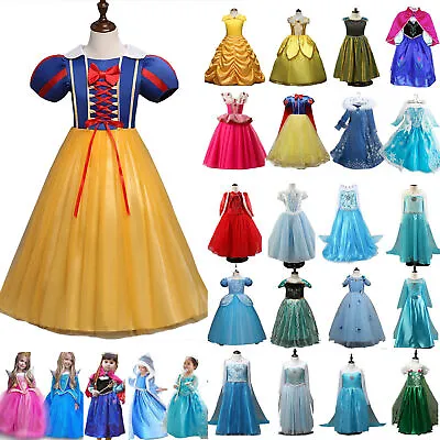 Girls Princess Anna Elsa Queen Kids Cosplay Fancy Dress Party Birthday Costumes • £12.23