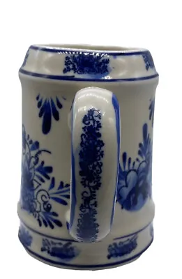 $14.44 • Buy Vintage K&S Delft Style Blue White Tankard Mug Stein