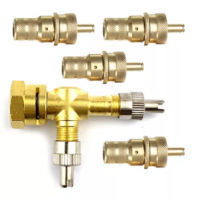 Car 3-Way Valve Stem Port TPMS Tee Adapter Tire Pressure Gauge Connector Kit New • $19.96