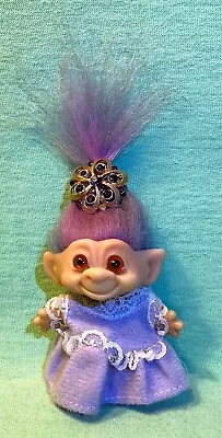 Vintage 1960's Marked DAM Troll- 2-Tone Purple /Silver Hair +Original Amber Eyes • $39.95