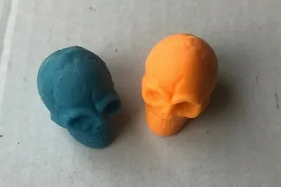 VINTAGE 1980's 3D Skull Erasers X 2 Blue Orange Ex. Condition COLLECTORS • £6.50