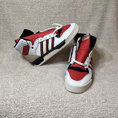 Adidas Rivalry High Top Red White  Men's Leather Retro  Shoes Sneakers Size 11.5 • $69.99