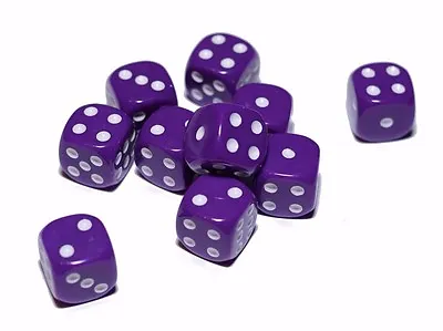10 Purple Opaque Dice Set 16mm 6-Sided RPG Magic D&D Unique With White Pips Roll • $5.99