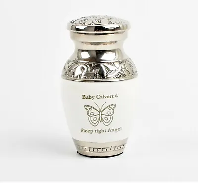 Mini Classic Keepsake Ashes Urn Cremation Funeral Urn White Fully Personalised  • £23