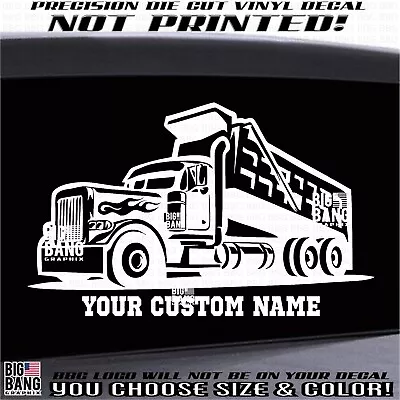 Custom Name Dump Truck Vinyl Decal Sticker Trucker Truck Driver Detailed Ornate  • $24.70