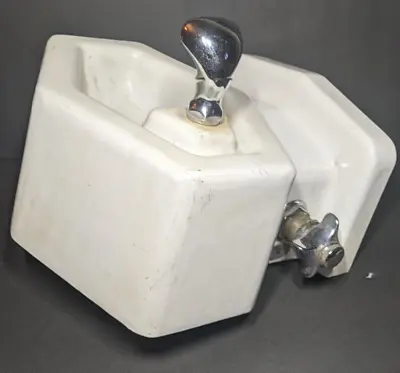 Vtg Halsey White Porcelain Cast Iron Water Drinking Fountain Sink Brass Drain • $99.99