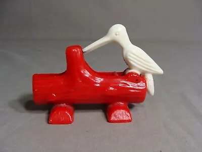 1 Vintage Red & White Plastic Woodpecker Toothpick Holder • $15