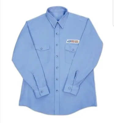  Vintage USPS Mens Long Sleeve Button Up Work Shirt Sky Blue Size Medium. • $30