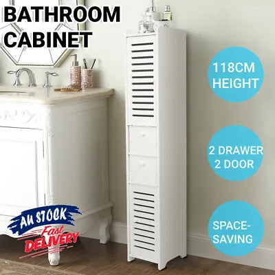 118cm Bathroom Storage Cabinet Organiser Cupboard Shelf Laundry Toilet Tall Slim • $65.99