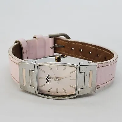 Mossimo Silver Tone 22MM Pink Leather Band Women's Watch 6.5  Wrist New Battery • $17.85