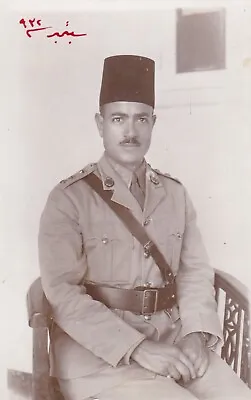 Egypt VINTAGE PHOTO . HANDSOME OFFICER WITH LONG TARBOOSH  1932 • £19.30