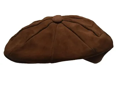 Mens Vintage 80s Brown Suede Flat Cap Hat Retro Indie 57 M • £8.95