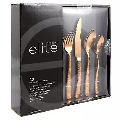 Elite Stonehenge 20 Piece Flatware Set In Rose Gold • $31.99