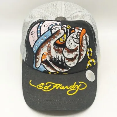 Bulldog Ed Hardy Hat Chistian Audigier Jeweled  Limited Edition Snapback Rare • $27.98