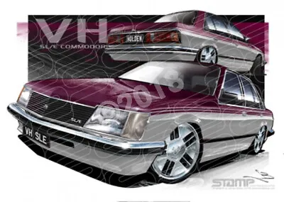Commodore VH 1981 VH SLE BURGUNDY OVER SILVER COMMODORE A2 FRAMED PRINT (HC124) • $249
