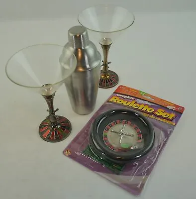 Vintage Lowe Real Roulette Wheel Game With Cocktail Set • $52.24