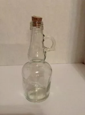 Clear Glass Vinegar Bottle With Handle And Cork Stopper Stands 7 Inches • $10