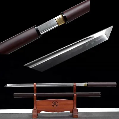 Handmade Zatoichi Shirasaya Samurai Ninja T10 Steel Clay Tempered Blade Sharp • $228.90