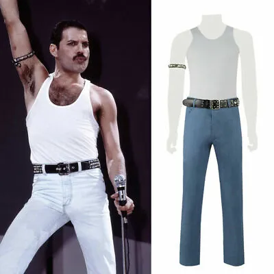 $65.20 • Buy Queen Freddie Mercury Cosplay Costume Men's Full Set Stage Costume Belt Armband