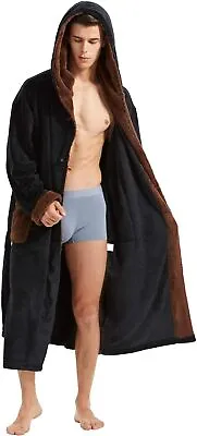 SWEET RABBIT Mens Robe With Hood-Mens Robes Big Tall-Men's Fluffy Warm Bathrobe- • $41.31