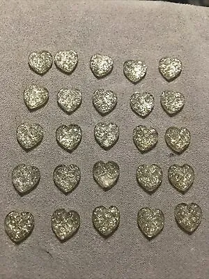 £0.99 • Buy 25 Silver Glittery Hearts Flat Backs Cabochons Decoden Kawaii