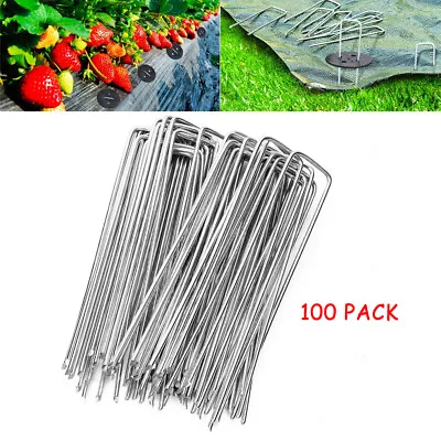 Garden Pegs Stakes Staples Securing Lawn U Shaped Nail Pins  For Weed Fabric UK • £3.96